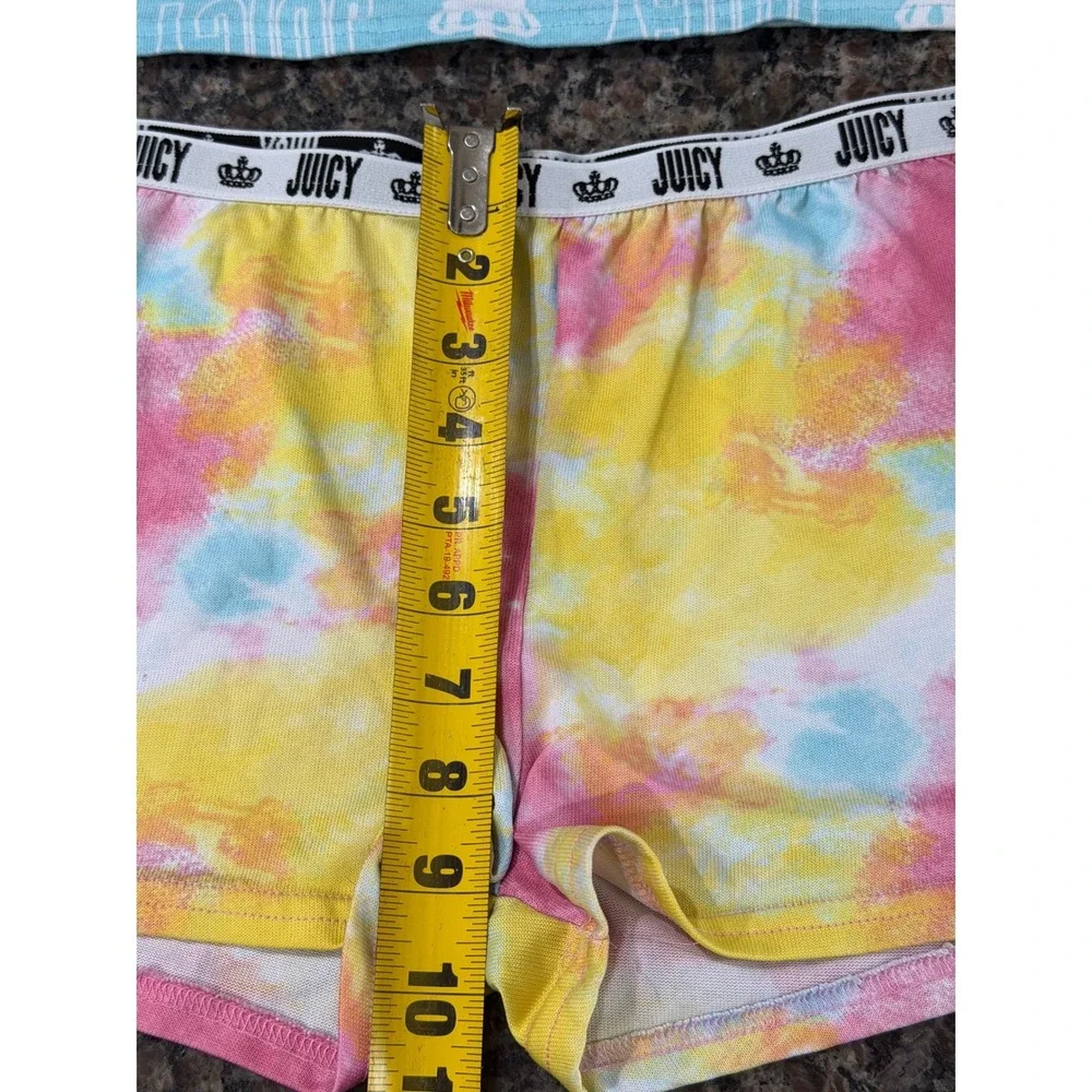 Juicy Couture Girls Pajama Set Size L 14 Blue Logo Top Tie Dye Shorts 2pc‎ PJ